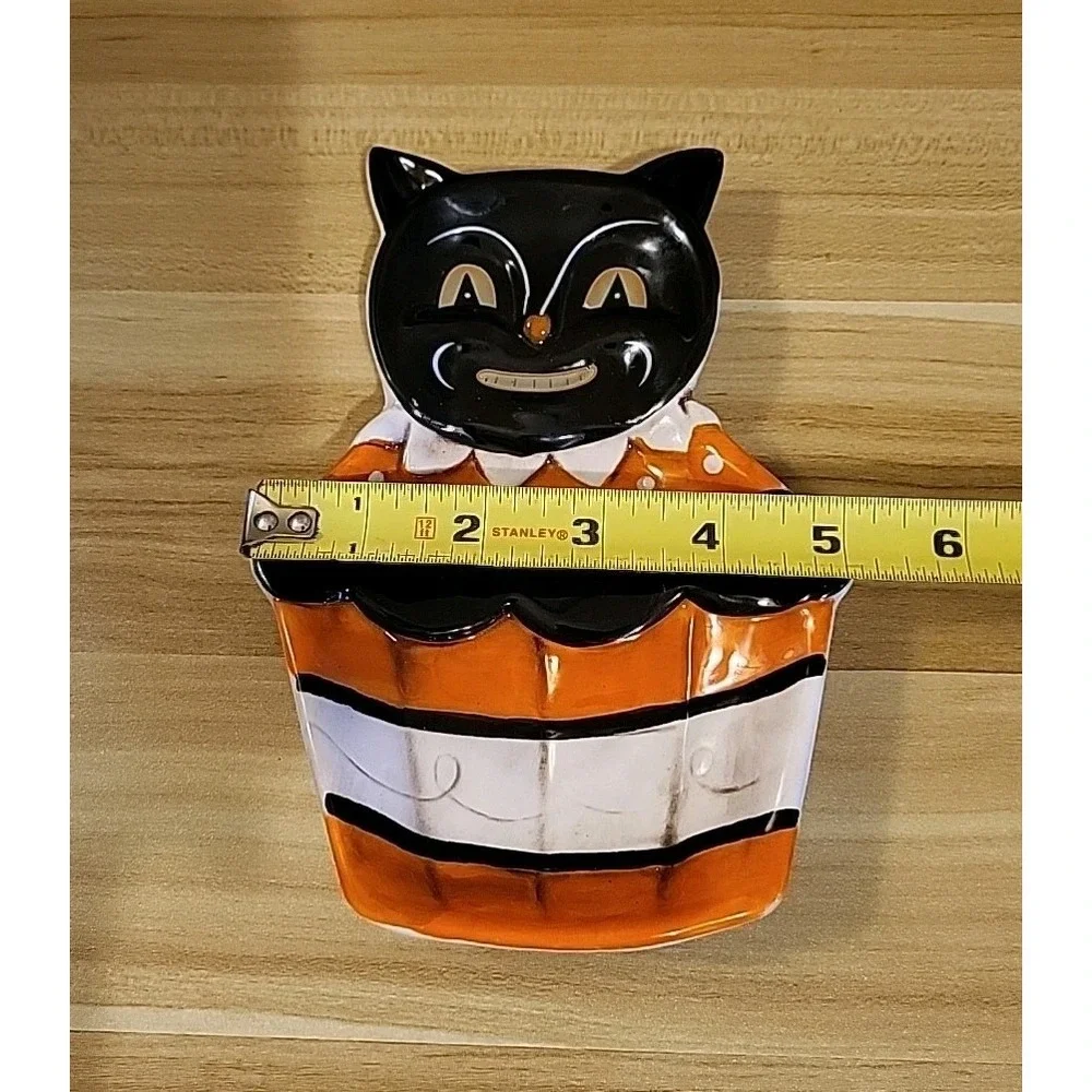 Johanna Parker Transpac Halloween Black Cat Cupcake Spoon Rest Trinket Tray